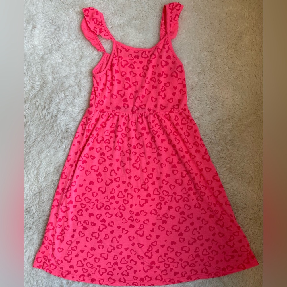 Kids Appaman Bright Pink Heart / Leopard Print Midi Dress